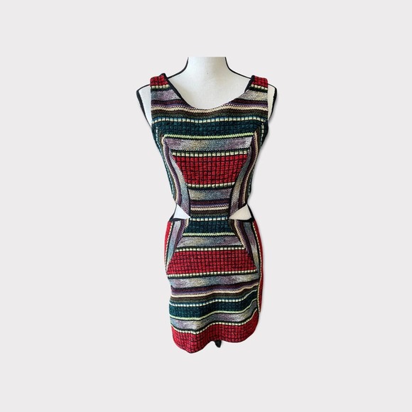 Brazilian Multi Color Sleeveless Dress with side cut outs Size M - Picture 1 of 14